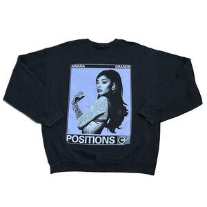 Ariana Grande Sweatshirt Womens L Positions Black Graphic Crewneck Tour Merch